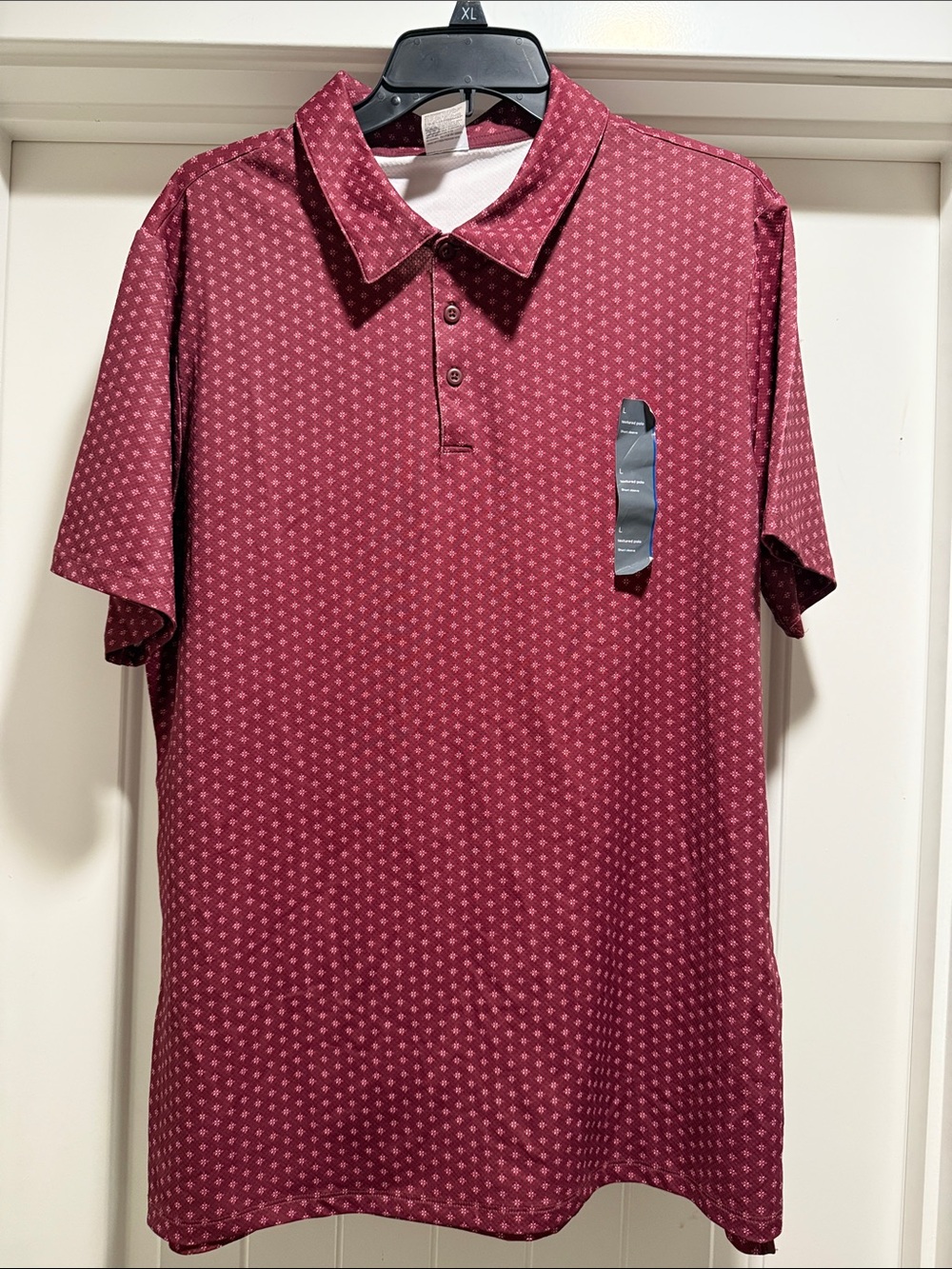 all in motion Men's Burgundy Geometric Polo